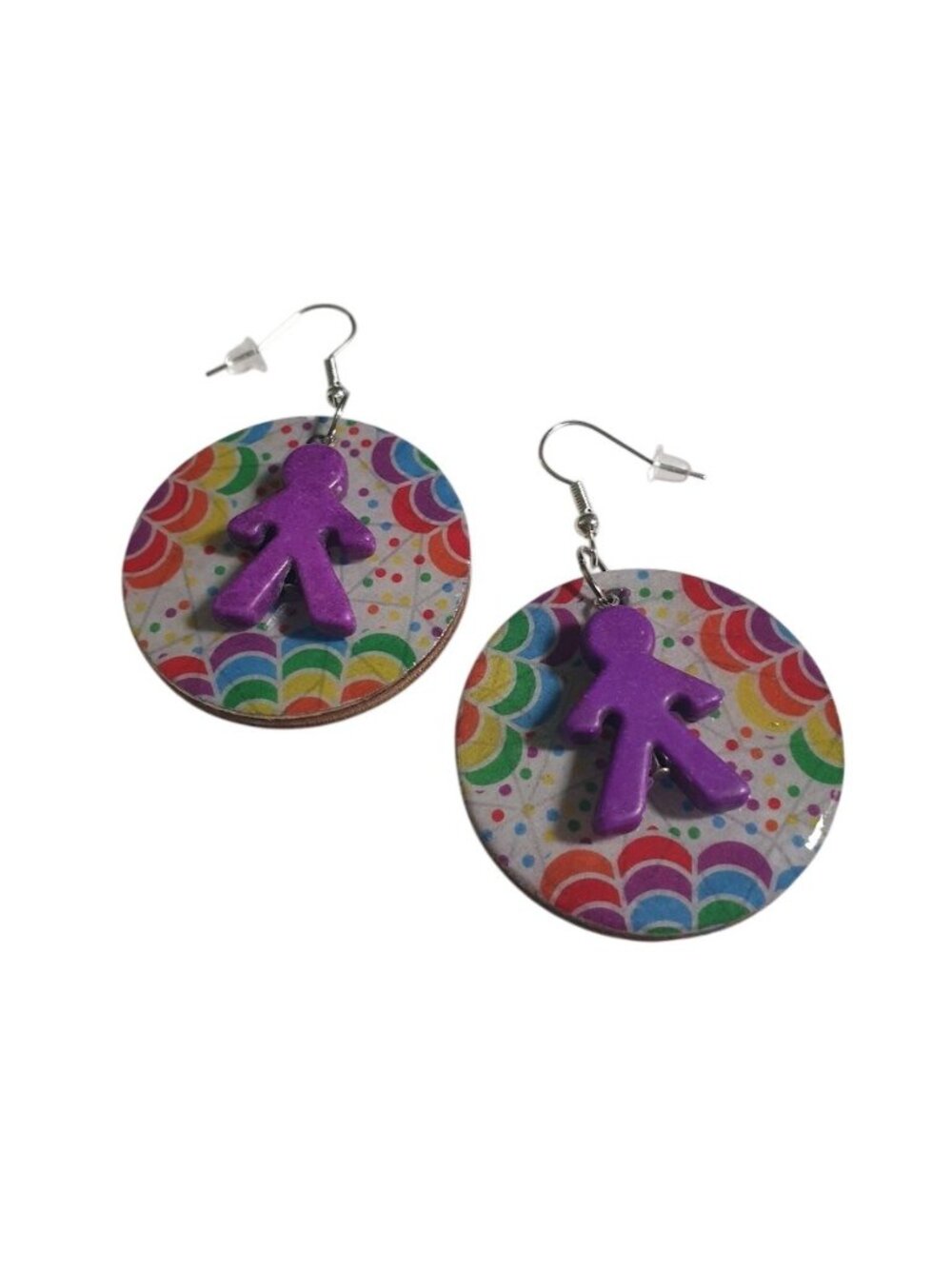 Rainbow Polka Dot Dangle Earring Teacher Pride Colorful Handmade By Donovan Gift